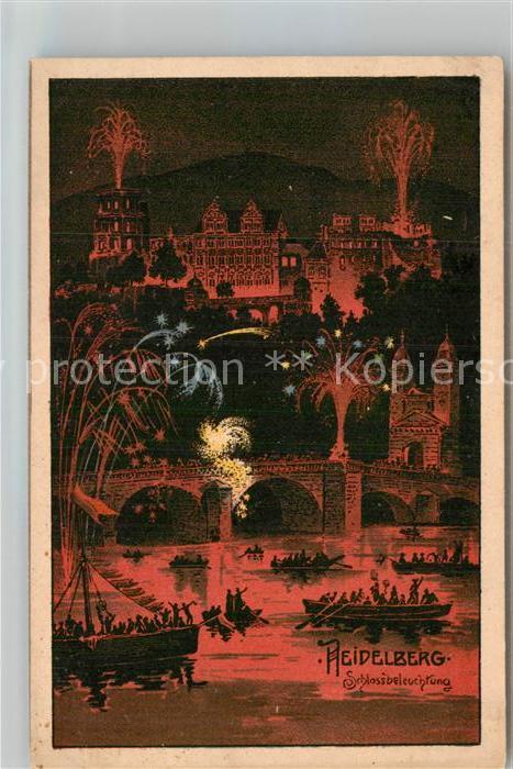 Heidelberg Neckar Schlossbeleuchtung