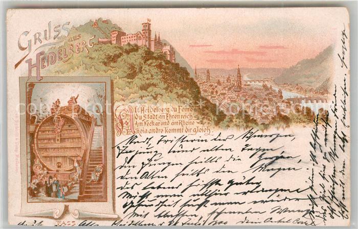 Heidelberg Neckar Panorama Schloss Fass