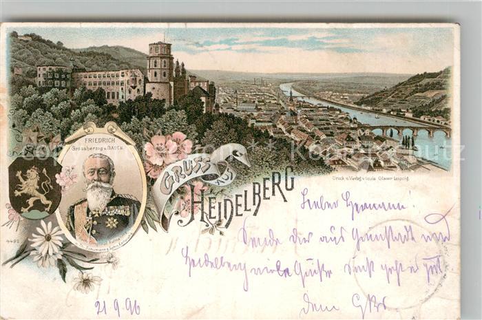 Heidelberg Neckar Panorama Schloss Grossherzog Friedrich