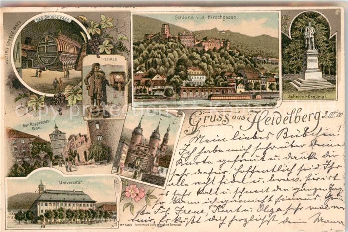 Heidelberg Neckar Scheffel Denkmal Das grosse Fass Universitaet Panorama