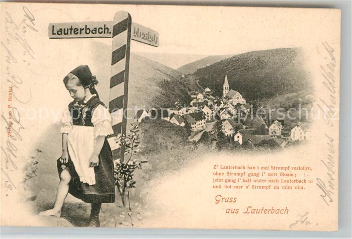 Lauterbach Schwarzwald Wegweiser Teilansicht Maedchen