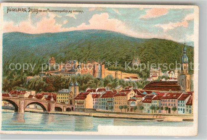 Heidelberg Neckar Schloss von der Panoramahoehe
