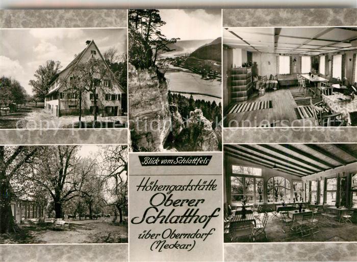 Oberndorf Neckar Blick vom Schlattfels Gaststaette Oberer Schlatthof Kaminzimmer