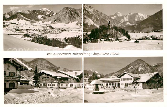 Ruhpolding Bayern Teilansicht Kurhaus Dorfbrunnen