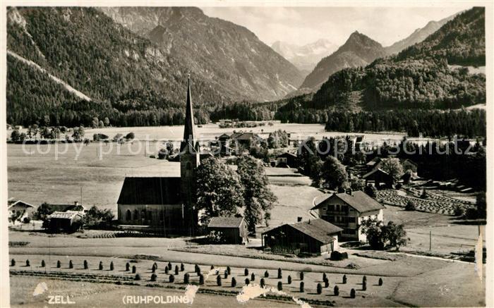 Zell Ruhpolding Teilansicht mit Kirche