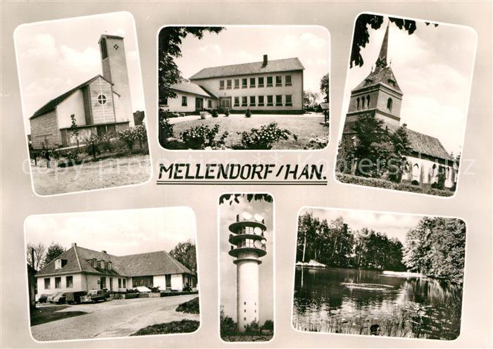 Mellendorf Kirchen Schule Gasthaus Fernmeldeturm Teich