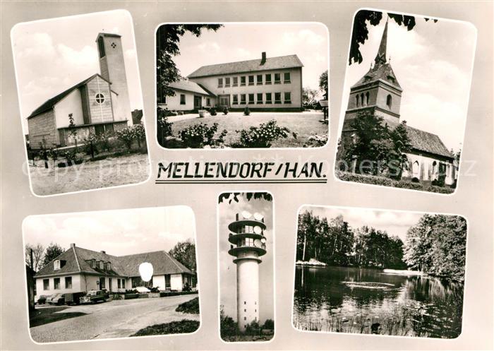 Mellendorf Kirchen Schule Gasthaus Fernmeldeturm Teich