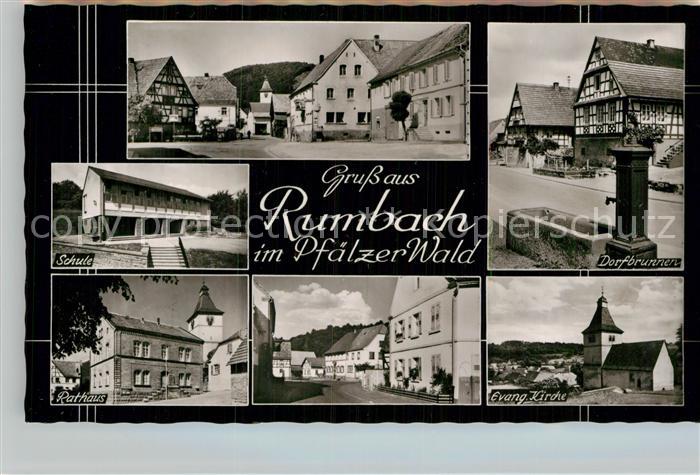 Rumbach Rheinland-Pfalz Ortsmotiv Schule Dorfbrunnen Rathaus Ev Kirche