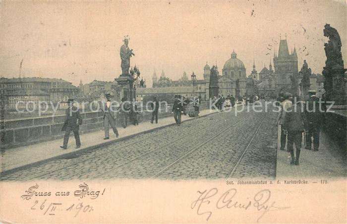 Prag Prahy Prague Sct Johannisstatue an der Karlsbruecke