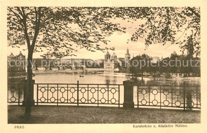 Prag Prahy Prague Karlsbruecke und Altstaedter Muehlen