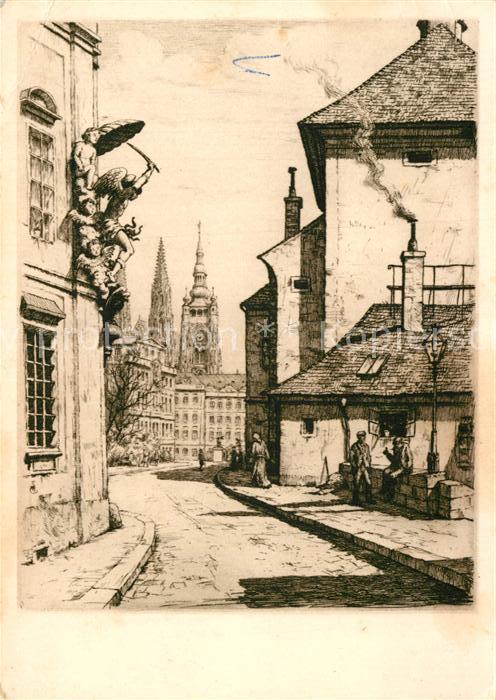 Prag Prahy Prague Gaesschen zur Burg vom Alten Rathaus