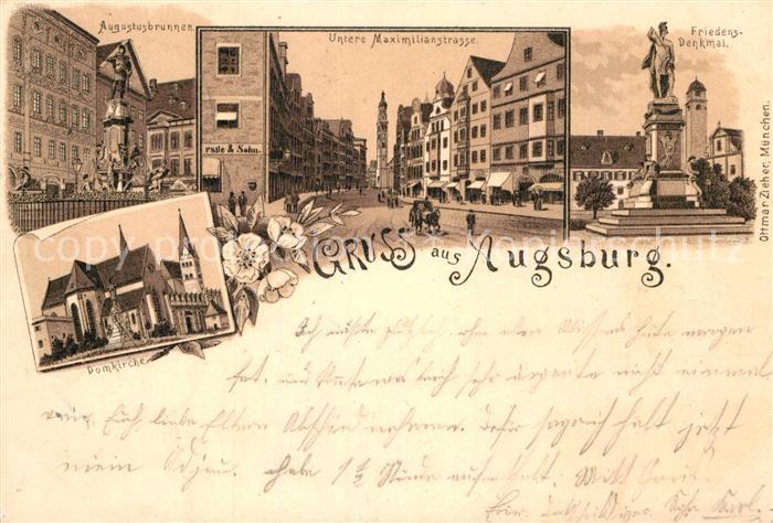 Augsburg Augustusbrunnen Untere Maximilianstrasse Friedensdenkmal Dom