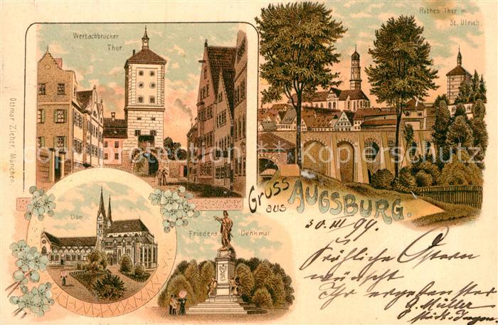 Augsburg Wertachbrucker Tor Rotes Tor Sankt Ulrich Friedensdenkmal