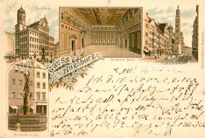 Augsburg Merkurbrunnen Goldener Saal Perlachturm Rathaus