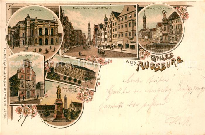 Augsburg Untere Maximilianstrasse Theater Herkulesbrunnen Zeughaus