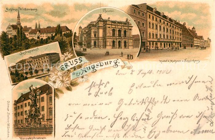 Augsburg Schloss Wellenburg Justizpalast Hote. 3 Mohren Fuggerhaus