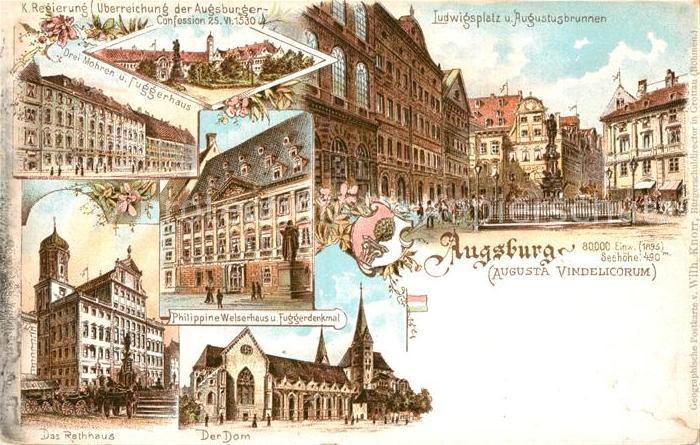 Augsburg Regierung Ludwigsplatz Augustusbrunnen Drei Mohren Fuggerhaus