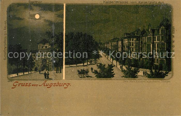 Augsburg Kaiserstrasse Kaiserplatz Vogeltor Mondschein