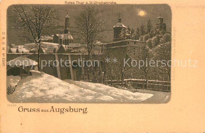 Augsburg Rotes Tor Ulrichskirche Mondschein