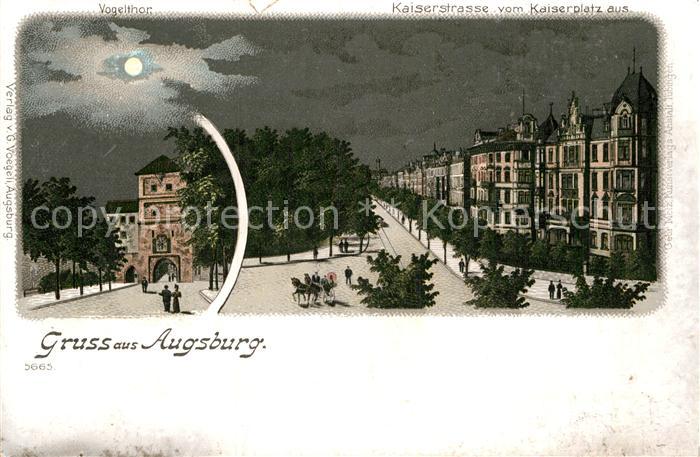 Augsburg Kaiserstrasse Mondschein Vogeltor