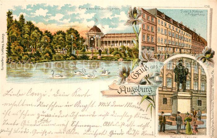 Augsburg Hotel drei Mohren Fuggerhaus Fuggerdenkmal