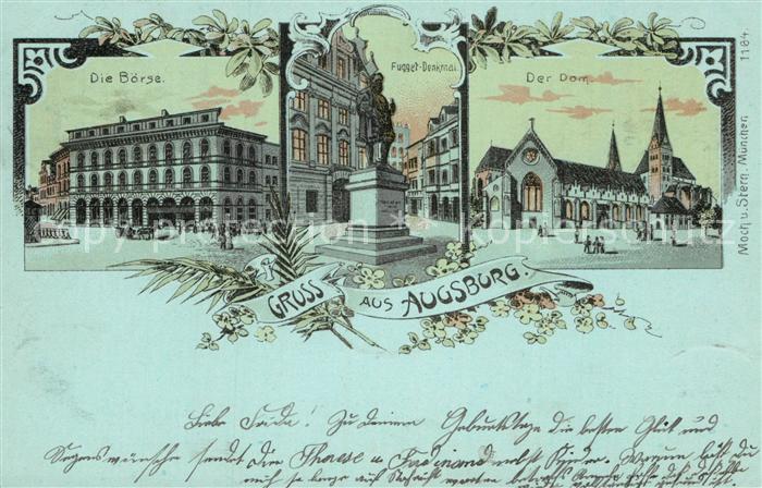 Augsburg Boerse Fugger Denkmal Dom