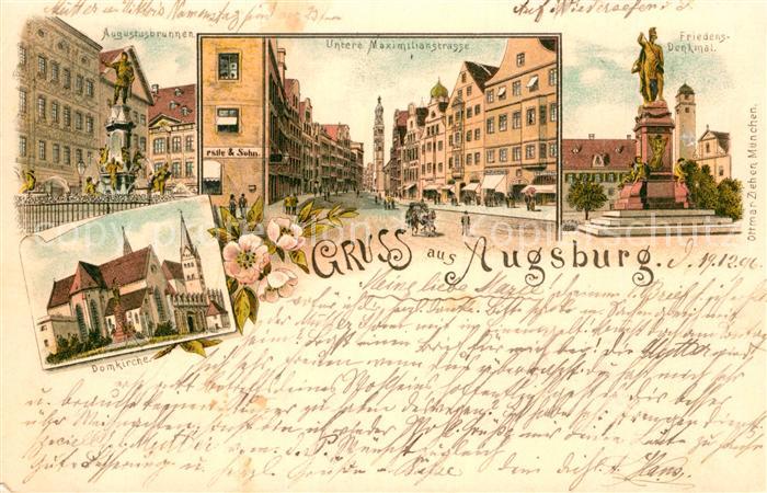 Augsburg Augustusbrunnen Domkirche Friedensdenkmal Maximilianstrasse