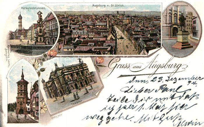 Augsburg Theater Herkulesbrunnen Fuggerdenkmal