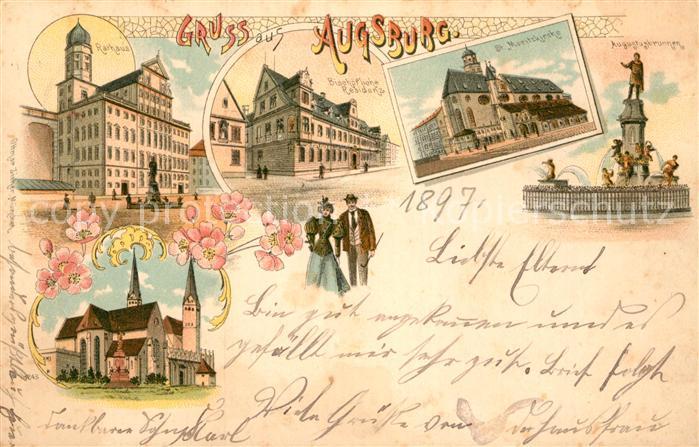 Augsburg Rathaus Augustusbrunnen Moritzkirche