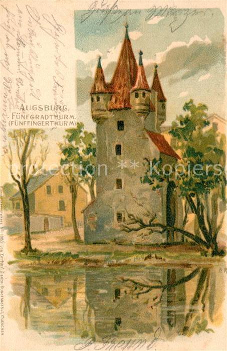 Augsburg Fuenfgradturm Kuenstlerkarte Freund