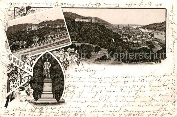 Heidelberg Neckar Scheffel Denkmal Panorama