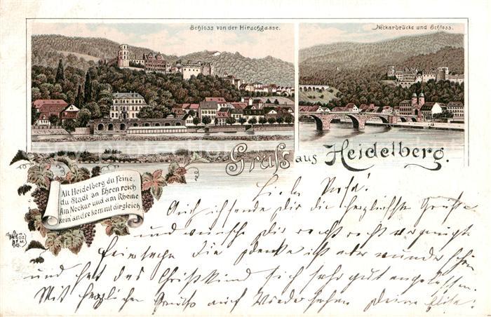 Heidelberg Neckar Schloss Neckarbruecke Schloss