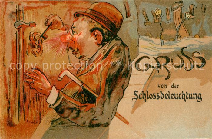 Heidelberg Neckar Schlossbeleuchtung Karikatur