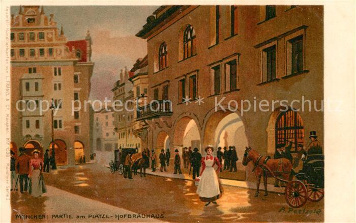 Muenchen Bayern Platzl Hofbraeuhaus Kuenstler Pestzola