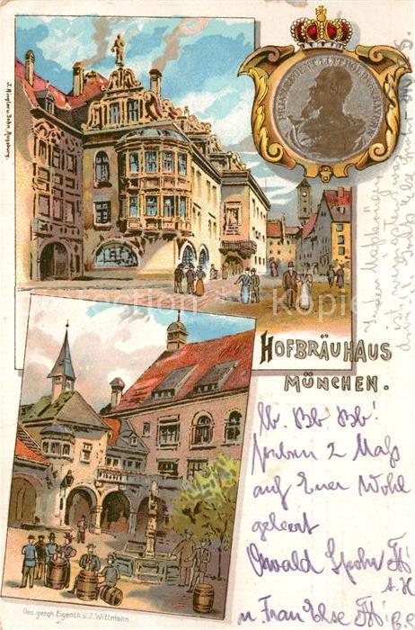 Muenchen Bayern Hofbraeuhaus Prinzregent Luitpold von Bayern Kuenstlerkarte