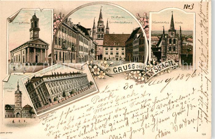 Ansbach Mittelfranken Markt Gumbertuskirche Ludwigskirche Herrieder Tor