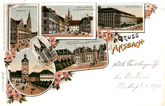 Ansbach Mittelfranken Gumbertuskirche Oberer Markt Schloss Herrieder Tor