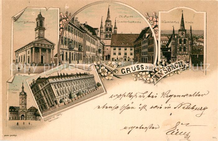 Ansbach Mittelfranken Ludwigskirche Oberer Markt Gumbertuskirche Regierungsgebae