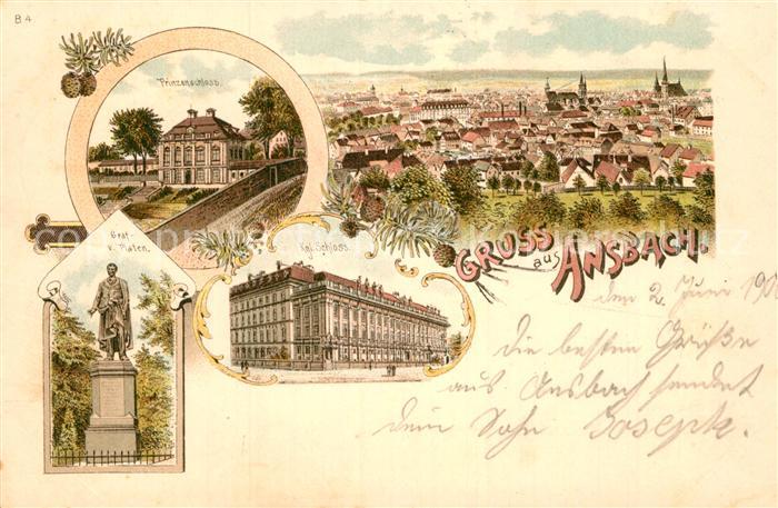 Ansbach Mittelfranken Schloss Prinzenschloss Graf Platen Panorama