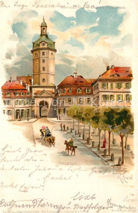 Ansbach Mittelfranken Herrieder Tor Steinerne Promenade Kuenstlerkarte