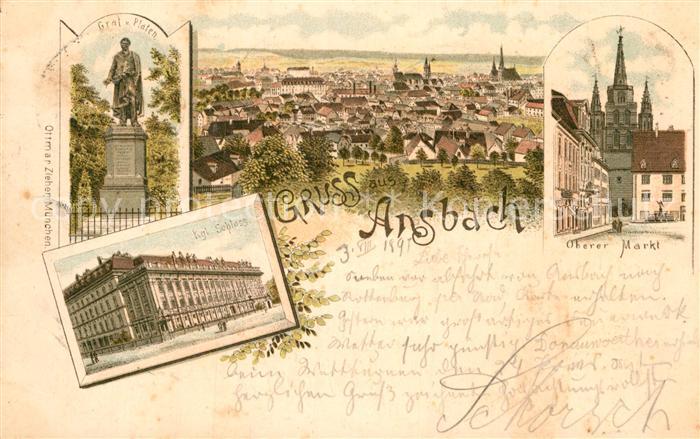 Ansbach Mittelfranken Schloss Graf Platen Oberer Markt