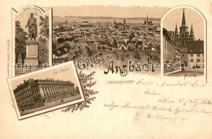 Ansbach Mittelfranken Schloss Graf Platen Oberer Markt