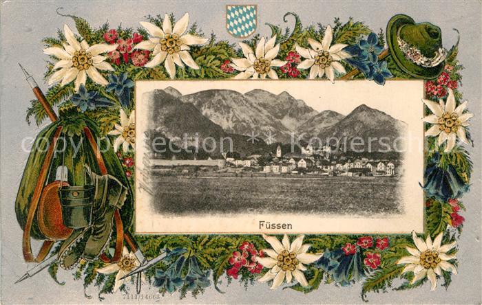 Fuessen Allgaeu Panorama Edelweiss Enzian