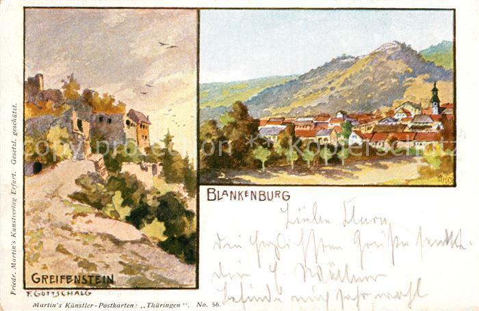 Blankenburg Bad Ruine Greifenstein Panorama Kuenstlerkarte