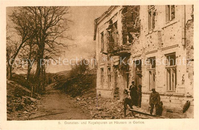 Gorlice Granaten Kugelspuren an Haeusern