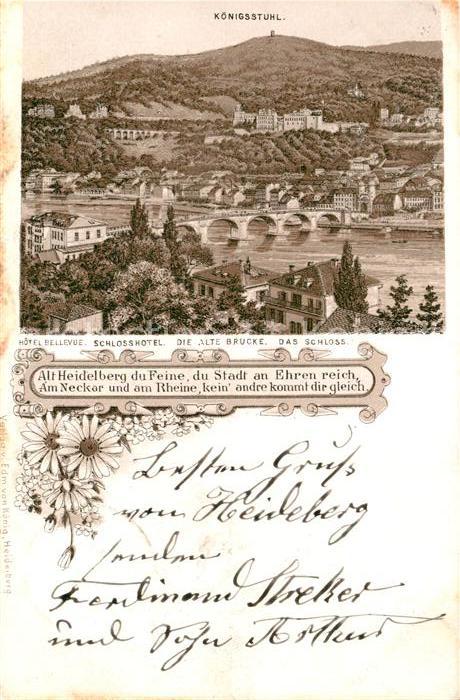 Alt Heidelberg Neckar Koenigsstuhl Schlosshotel alte Bruecke Schloss
