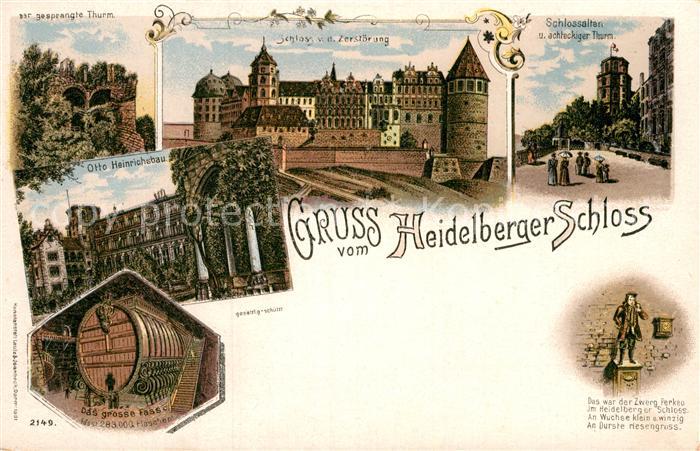 Heidelberg Neckar Schloss Otto Heinrichsbau gesprengter Turm grosses Fass