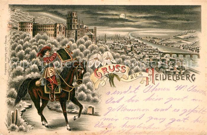 Heidelberg Neckar Panorama Mondschein