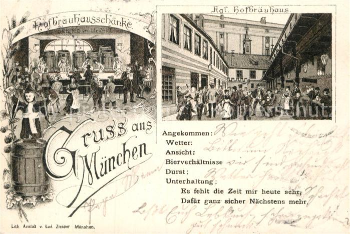 Muenchen Bayern Hofbraeuhaus Schaenke