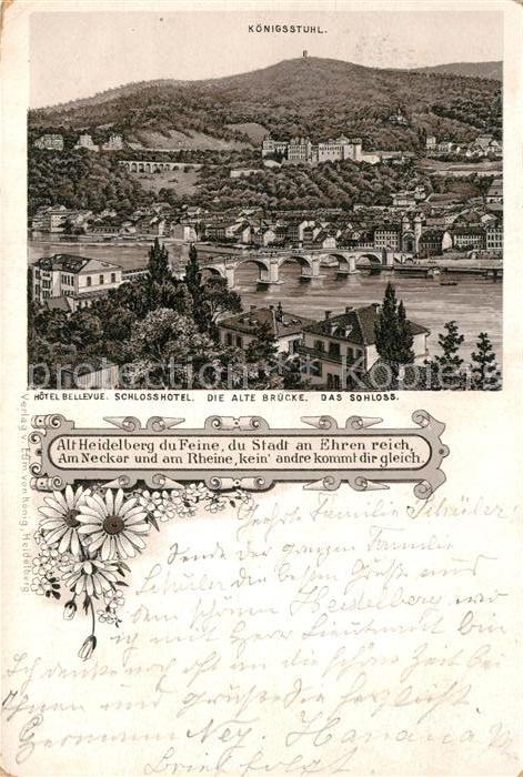 Alt Heidelberg Neckar Hotel Bellevue Schlosshotel alte Bruecke Schloss Koenigsst